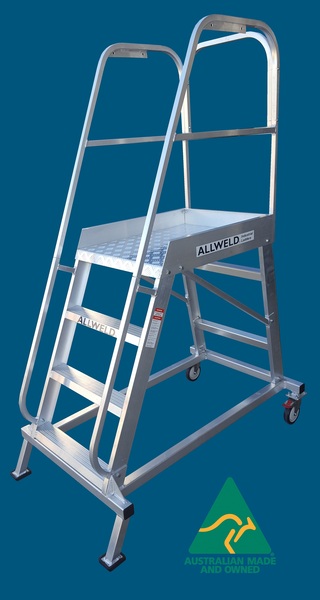 EMOP4 Easy Move Order Picker 4 step aluminium welded ladder from Allweld Australian Made